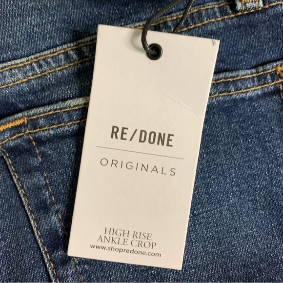 RE/DONE NWT High Rise Ankle Crop Color Midnight Blue Cotton Polyester Elastane - Picture 10 of 15